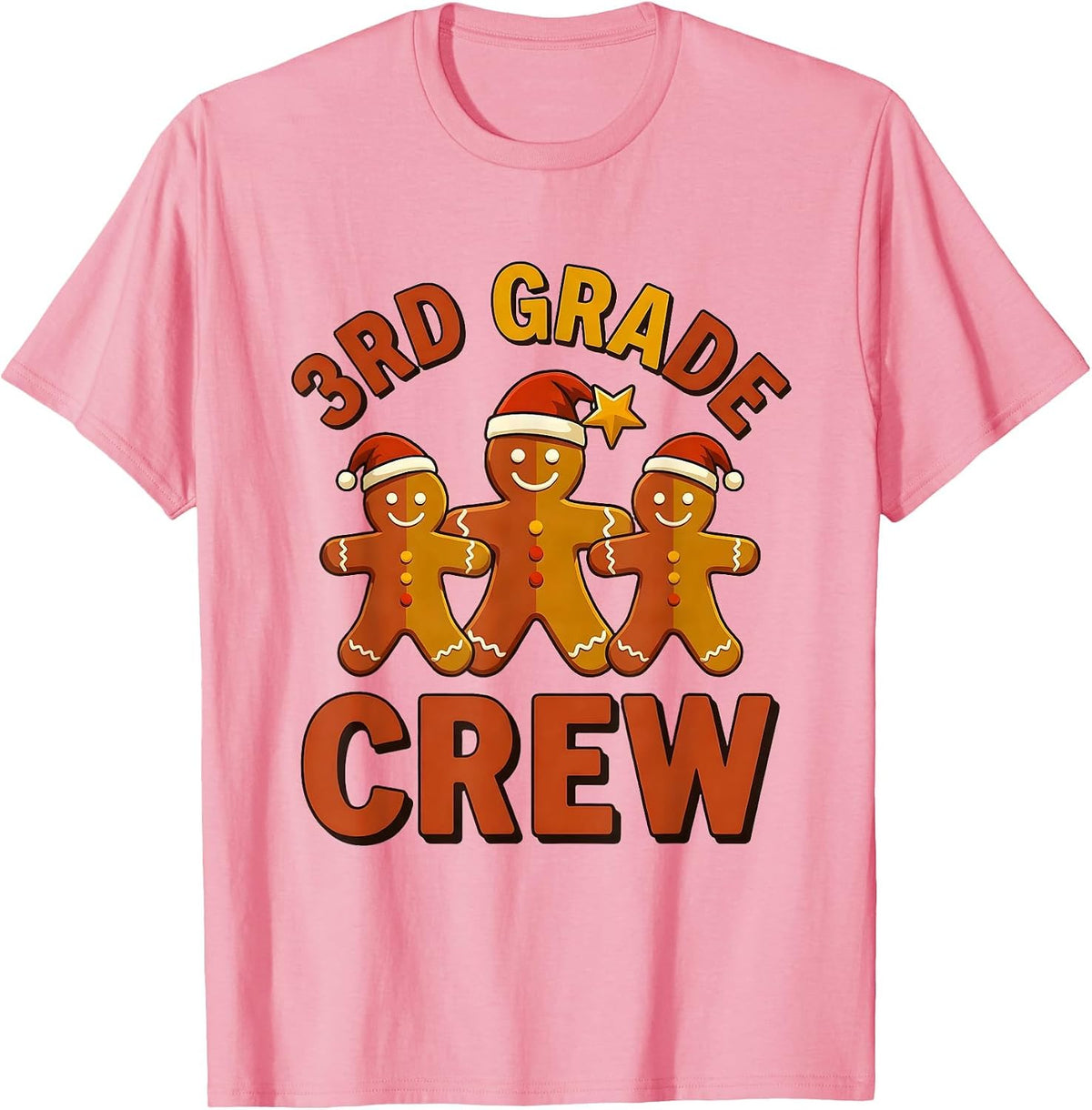 Men's 3rd Grade Crew Funny Teacher Christmas Classroom Humor T-Shirt - Pink