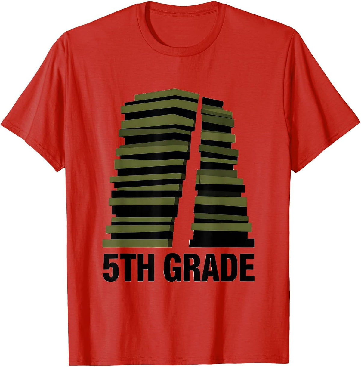 Men's 5th Grade Oversized Stepped Camo Back To School Boys T-Shirt - Red