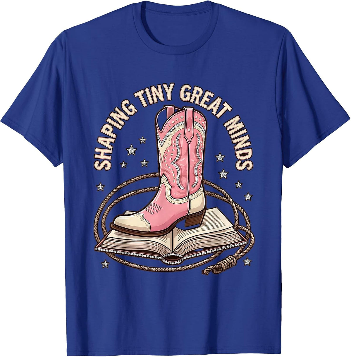 Men's Shaping Tiny Great Minds Third Grade Teacher T-Shirt - Royal Blue