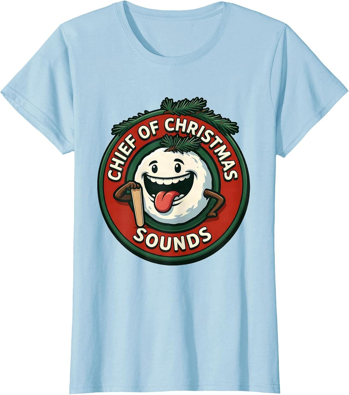Women's Chief of Christmas Sounds Retro Groovy Speech Therapist SLP T-Shirt - Baby Blue