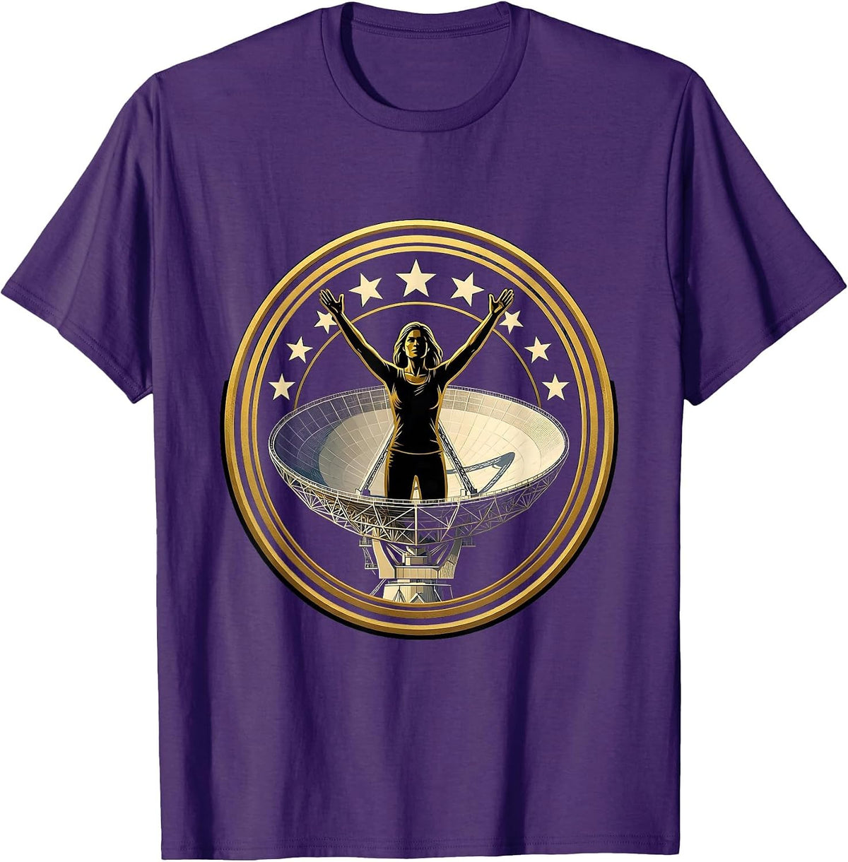 Puerto Rico Arecibo Observatory Night Silhouette T-Shirt - Purple