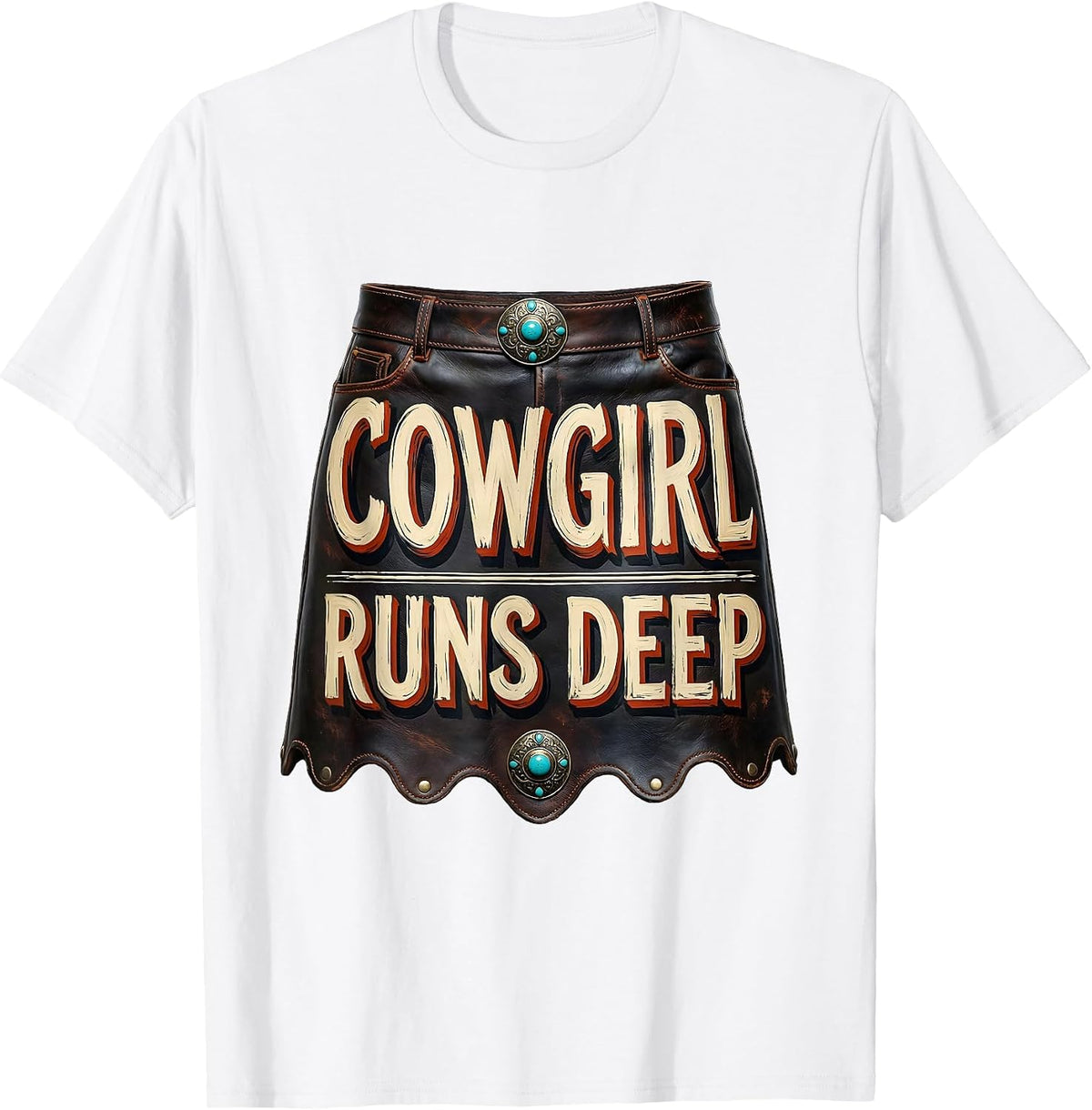 Men's Cowgirl Runs Deep Vintage Western Cowgirl Humor Nostalgic T-Shirt - White