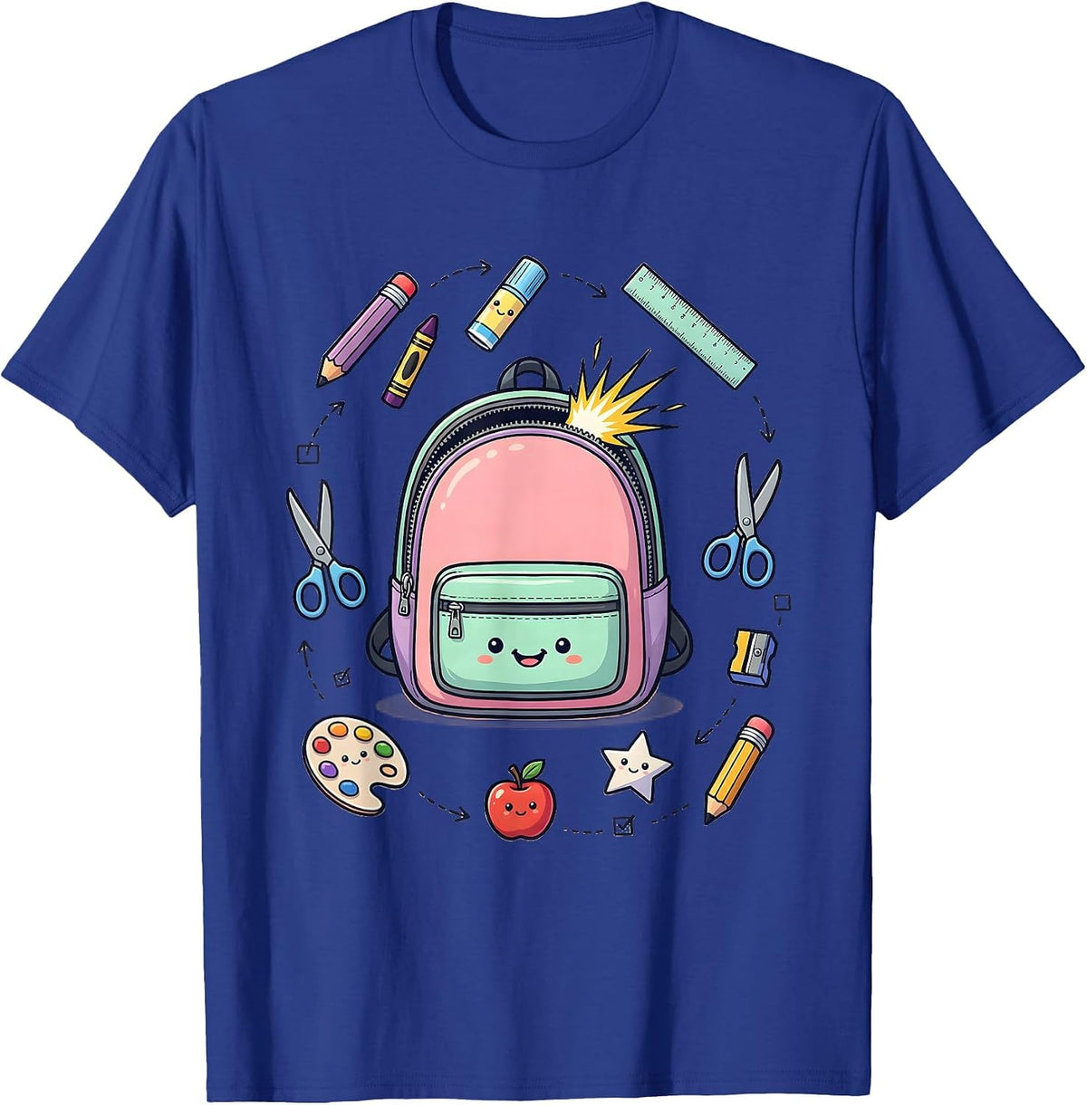 Third Grade Teacher Backpack School Supplies Graphic T-Shirt - Royal Blue