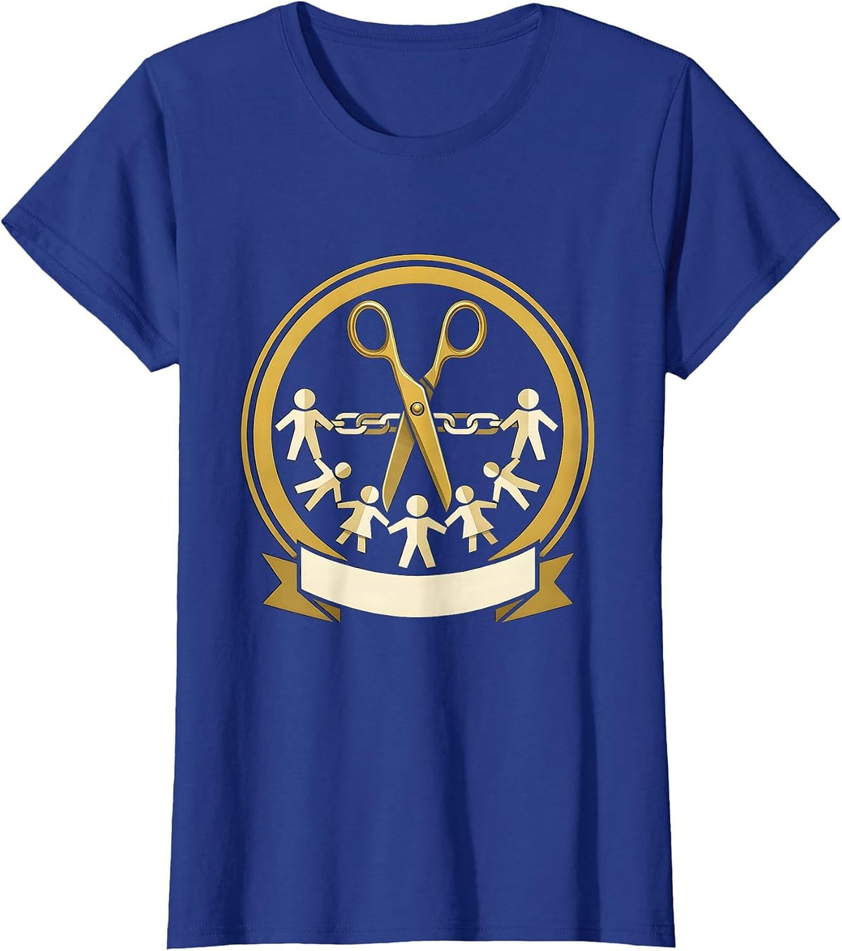 Women's Third Grade Teacher Scissors Paper Doll Graphic T-Shirt - Royal Blue