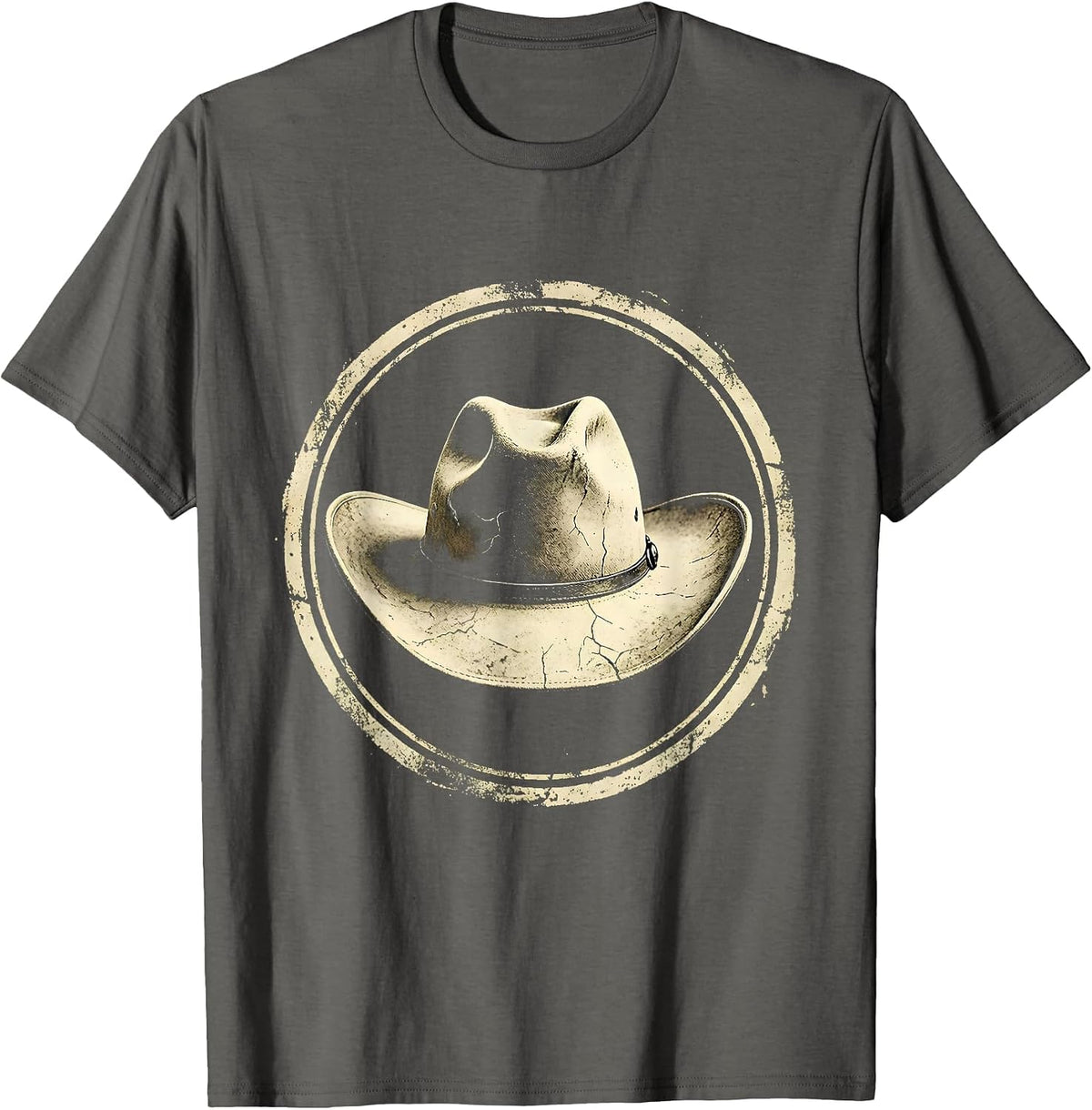 Men's Rhinestone Cowgirl Hat Wild Roses Graphic T-Shirt - Asphalt Grey