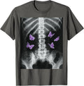 Egirl Xray Skeleton Pink Butterfly Harajuku y2k Dark Grunge T-Shirt - Asphalt Grey