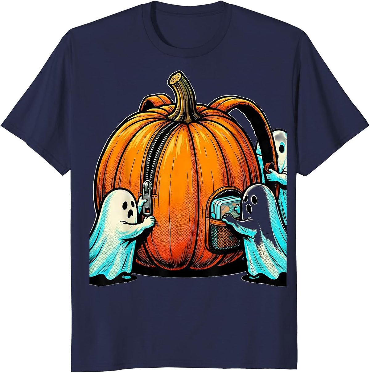 Men's Friendly Ghost Therapy Squad Occupational Therapy Halloween T-Shirt - Navy Blue