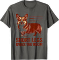 Short Legs Owns The Room Funny Corgi Dog Lover Retro T-Shirt - Asphalt Grey