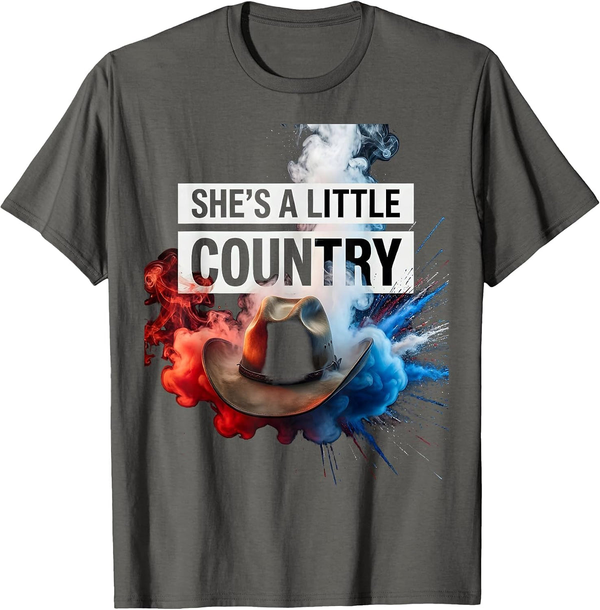 She's a Little Country Girls Western Design T-Shirt - Asphalt Grey