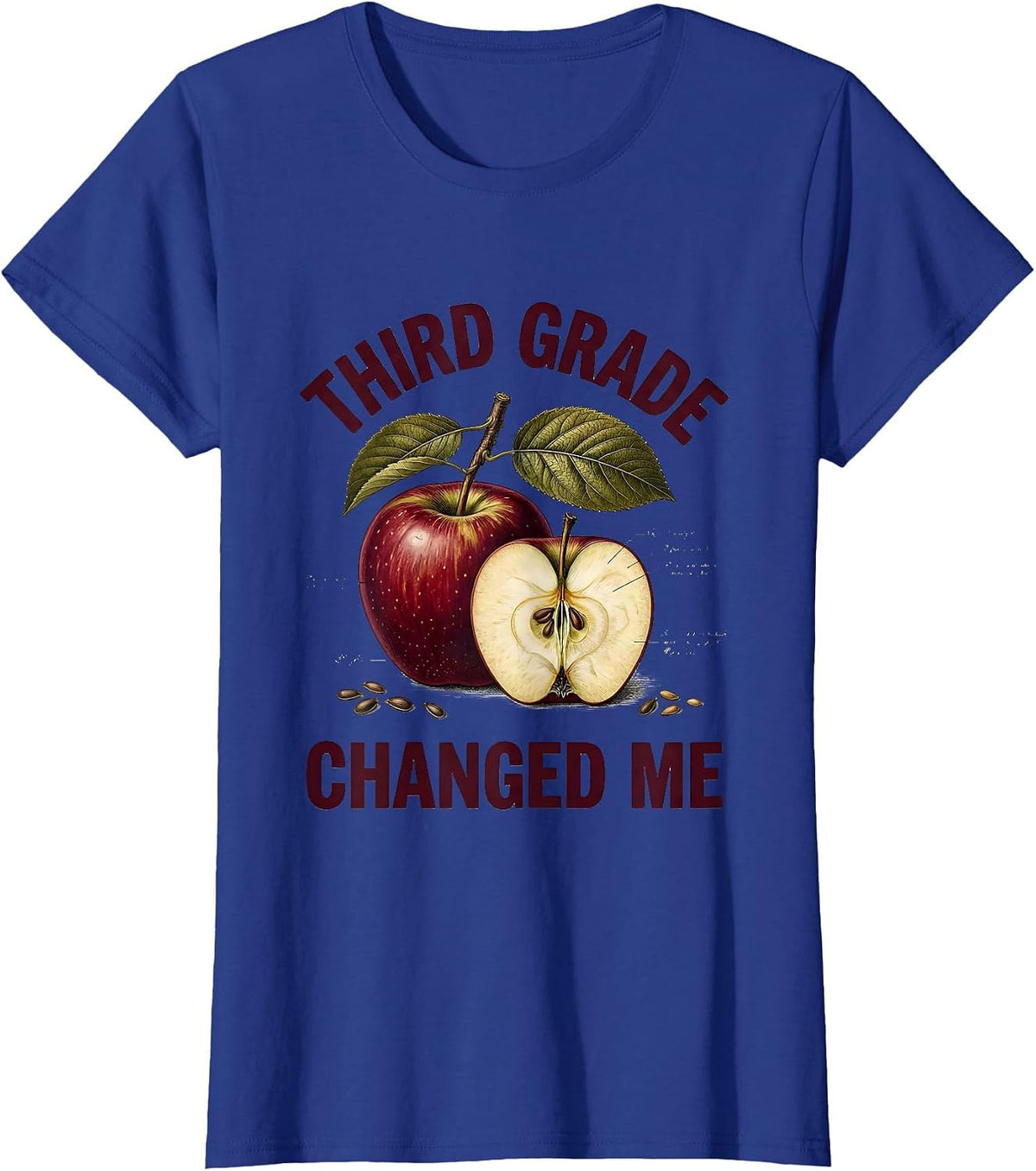 Women's Third Grade Changed Me Teacher Graphic Design T-Shirt - Royal Blue
