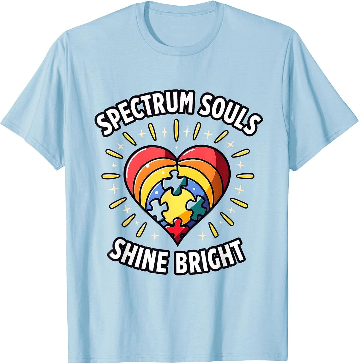 Spectrum Souls Shine Bright Autism Awareness T-Shirt - Baby Blue