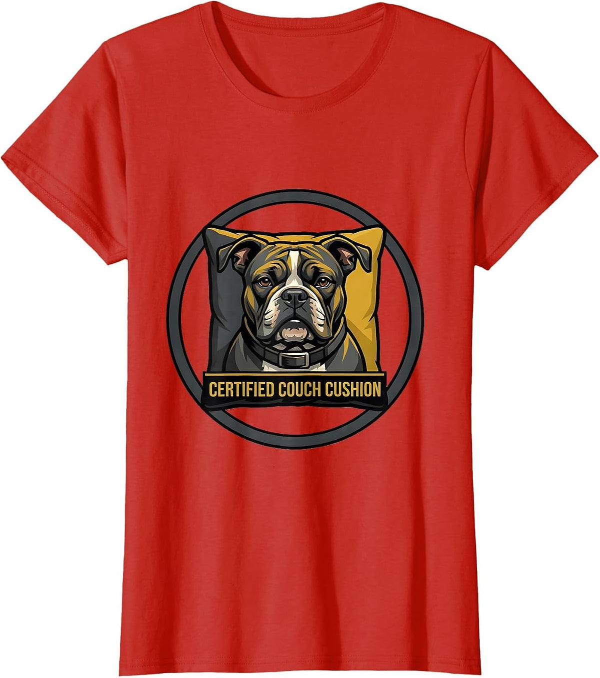 Certified Couch Cushion Funny Pitbull Dog Mom Pit Bull Owner T-Shirt - Red