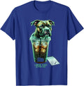 Large Iced Extra Ice Funny Pitbull Drinking Iced Coffee Meme T-Shirt - Royal Blue