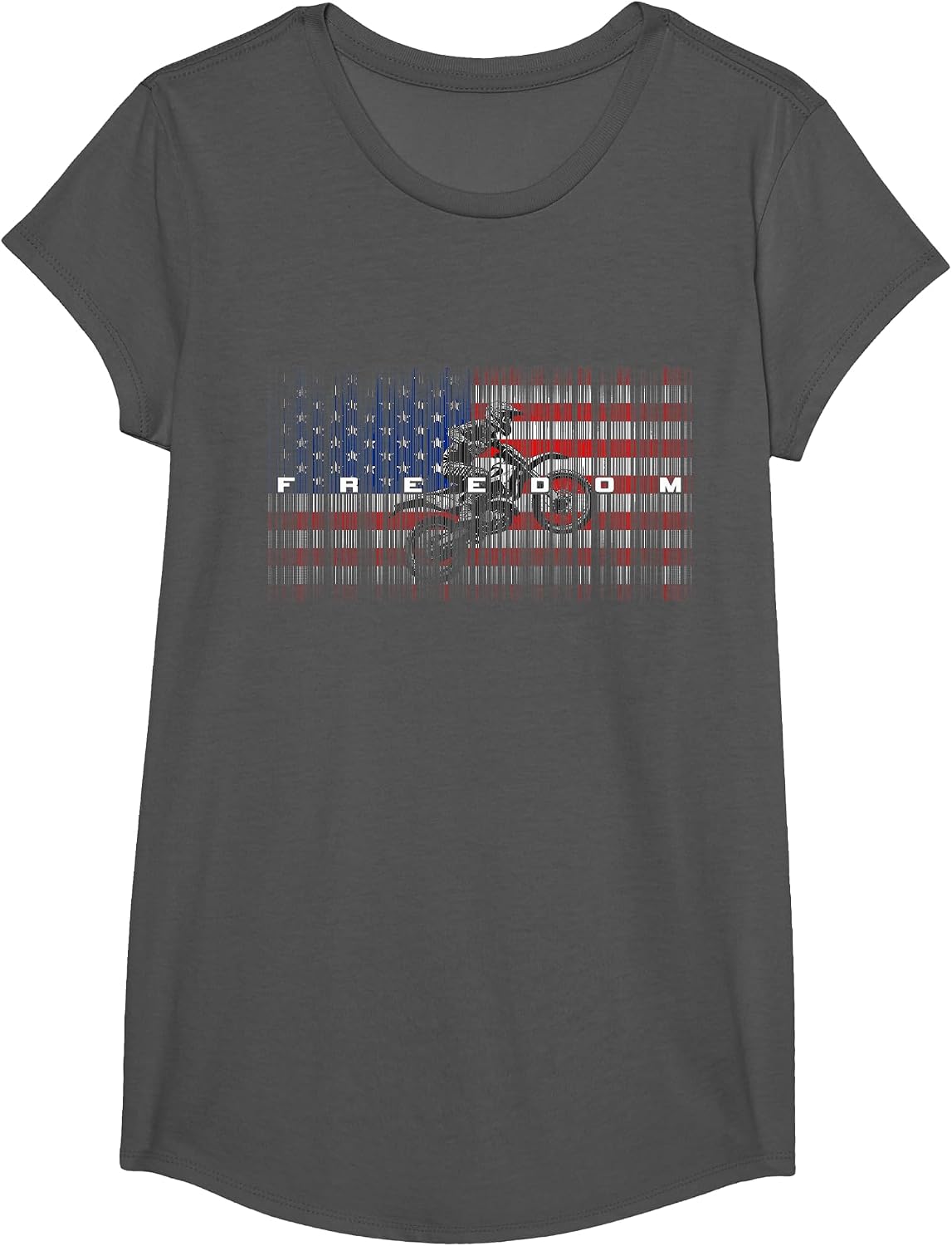Dirt Bike Motocross T-Shirt - Girls Asphalt Grey