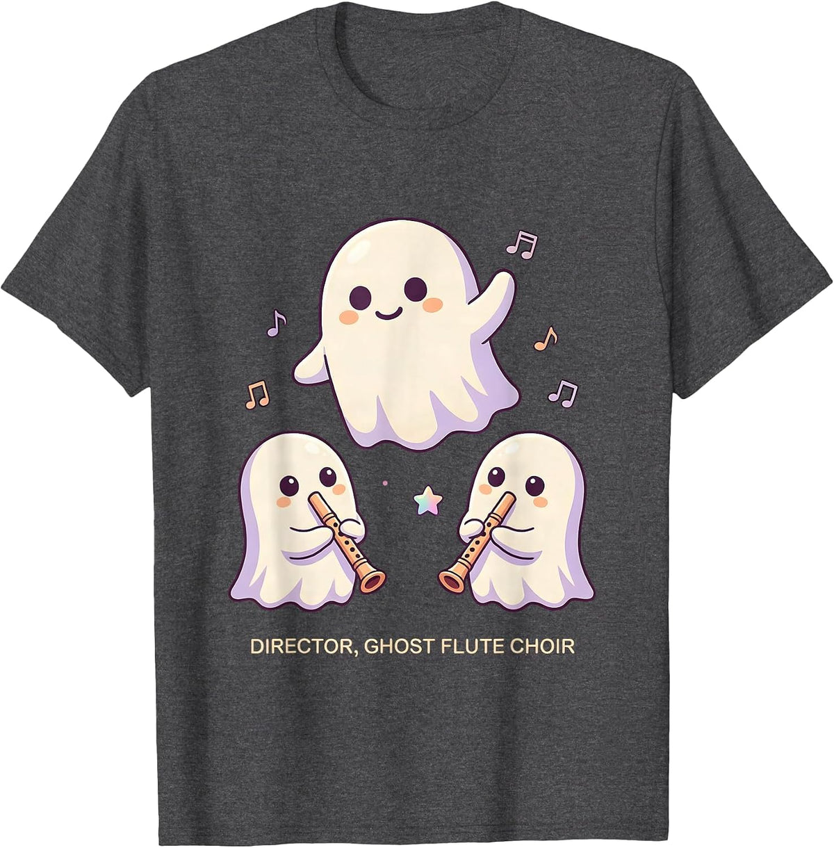 Director, Ghost Flute Choir Cute Kawaii Music Teacher T-Shirt - Dark Heather Grey