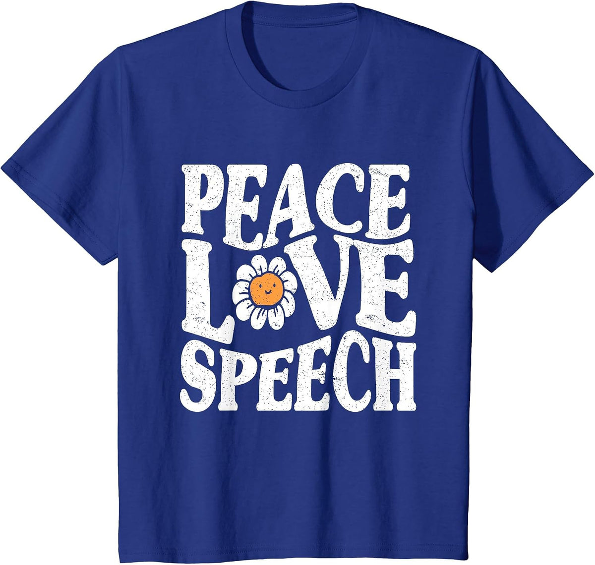 Peace Love Speech Therapy Speech Language Pathologist SLP T-Shirt - Royal Blue