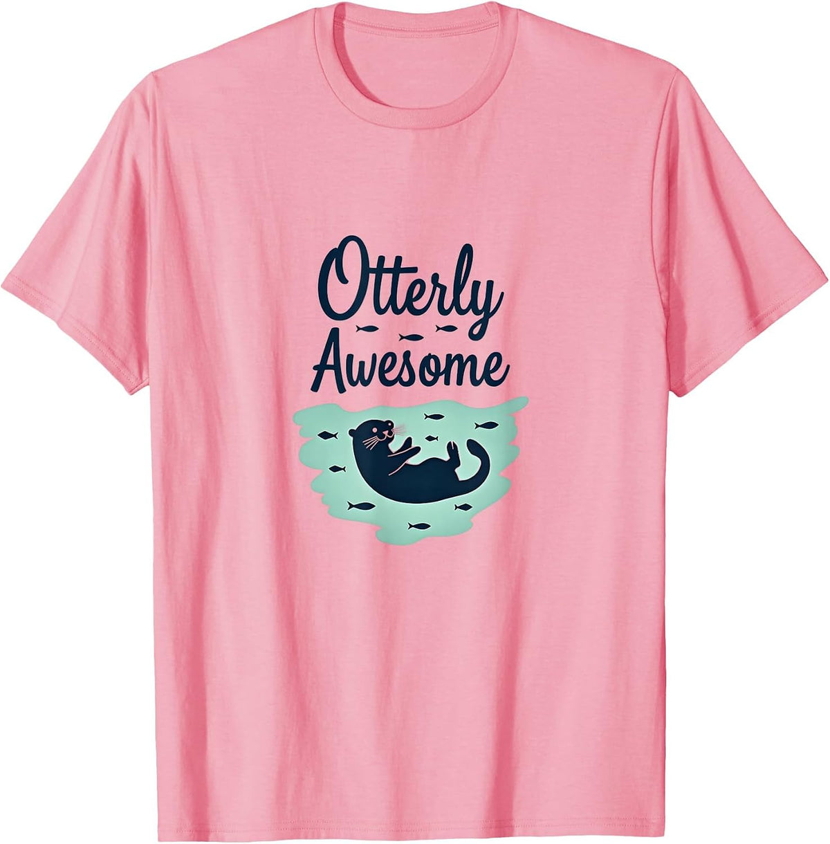 Mademark Swimming & Diving T-Shirt - Pink-otterly Awesome Otter Swimming With Fish Fun
