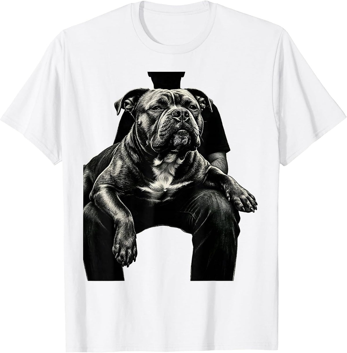 Men's Pittie Silhouette Pitbull Dog Lover Mom T-Shirt - White
