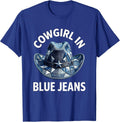 Cowgirl In Blue Jeans Denim Western Design T-Shirt - Royal Blue