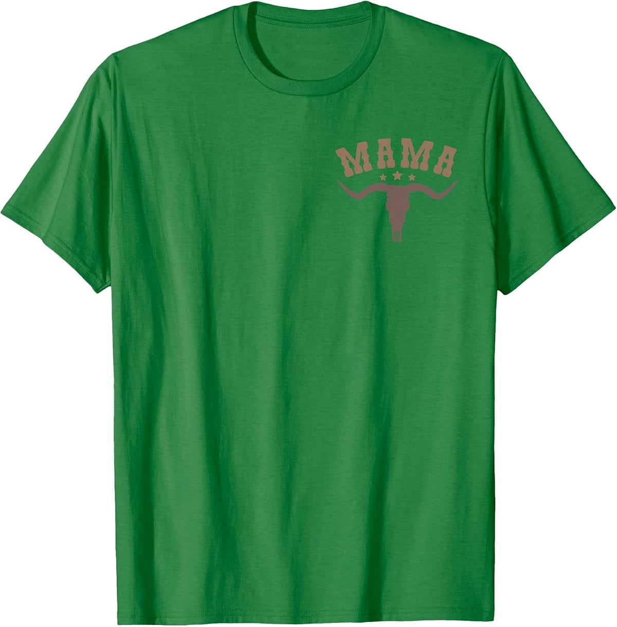 Mama Skull Highland Cow Boy Western Rodeo Family Matching T-Shirt, Men, Kelly Green, X-Large - As Pictured
