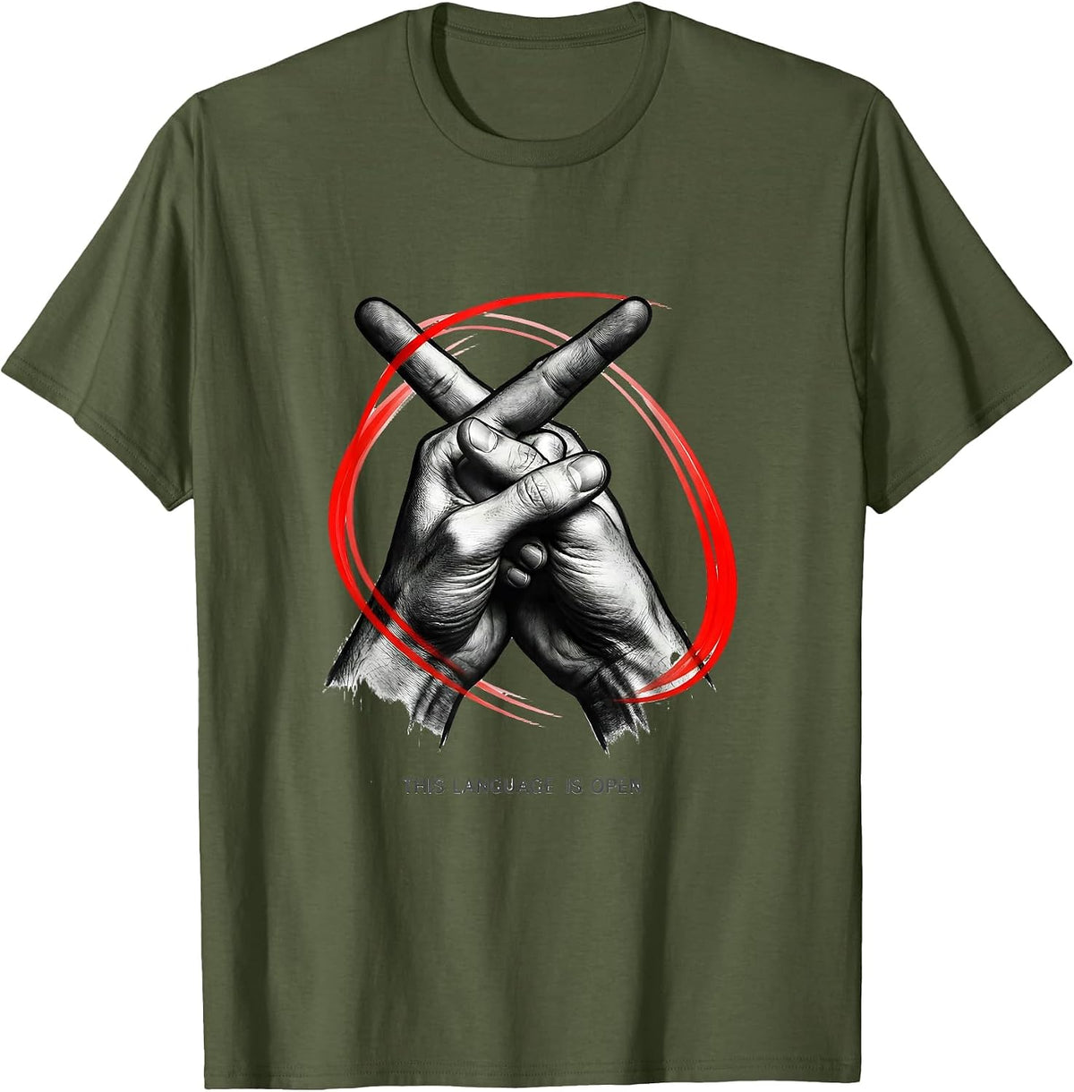 This Language Is Open ASL Sign Language Teacher Gift T-Shirt - Olive Green