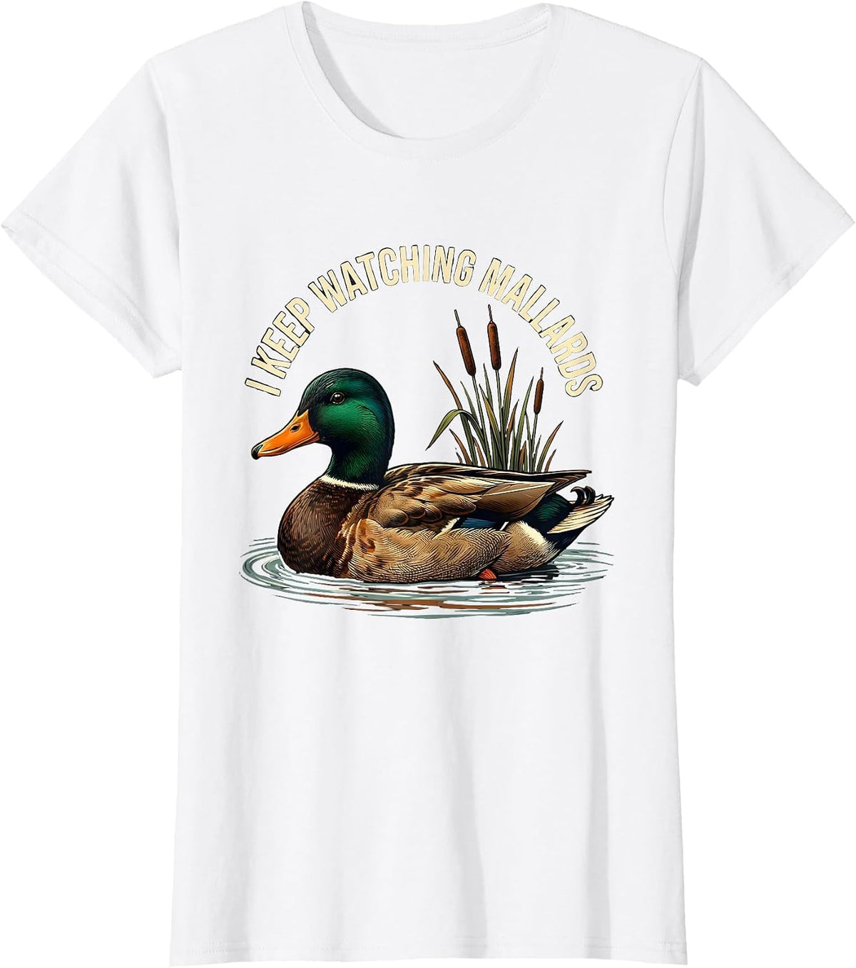 Women's I Keep Watching Mallards Vintage Mallard Duck Hunting Camo T-Shirt - White