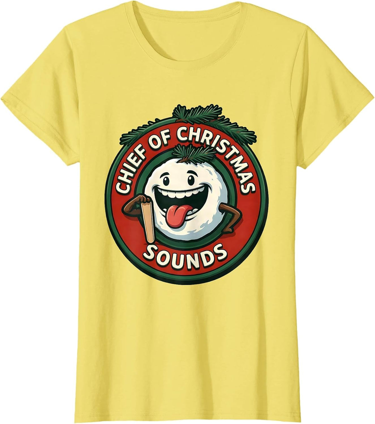 Women's Chief of Christmas Sounds Retro Groovy Speech Therapist SLP T-Shirt - Lemon Yellow