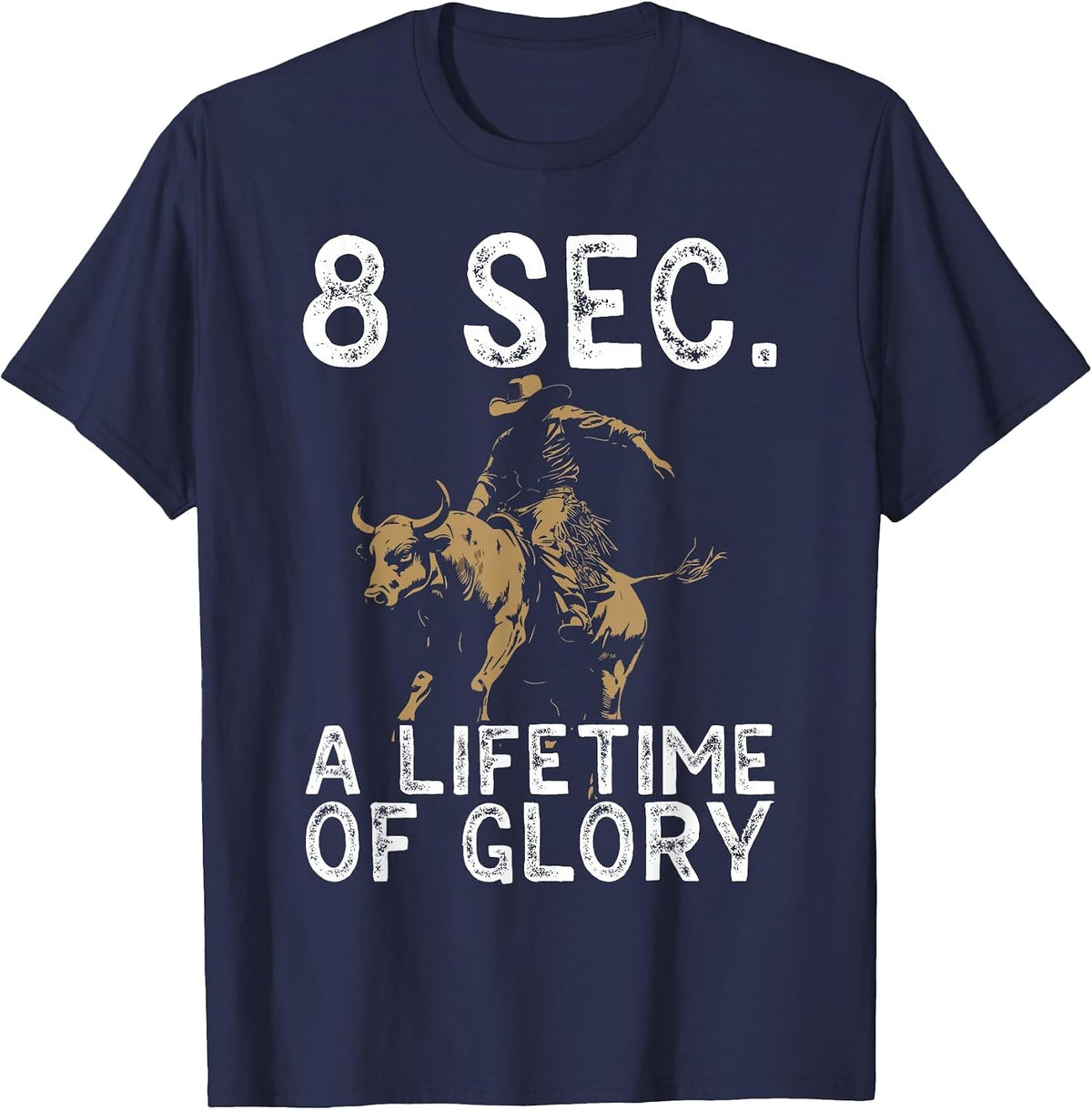 Bull Rider Design for Men Western Bull Riding T-Shirt - Navy Blue