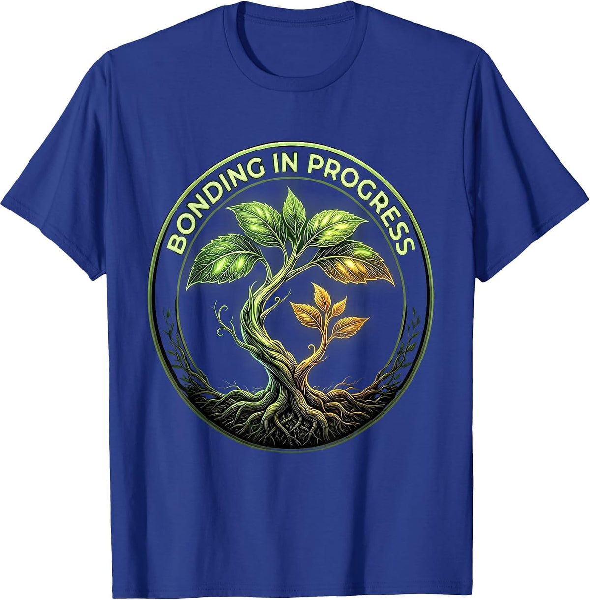 Bonding In Progress Dad Baby Carrier Design T-Shirt - Royal Blue