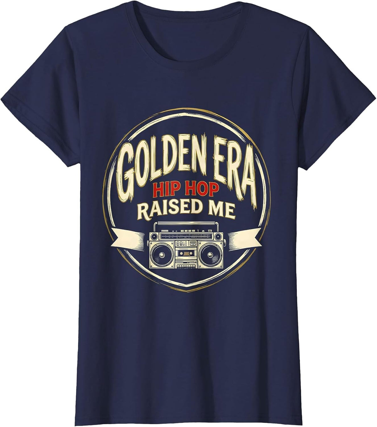 Women's Golden Era Hip Hop Raised Me Nostalgic 90s Rap Lyric Quote T-Shirt - Navy Blue