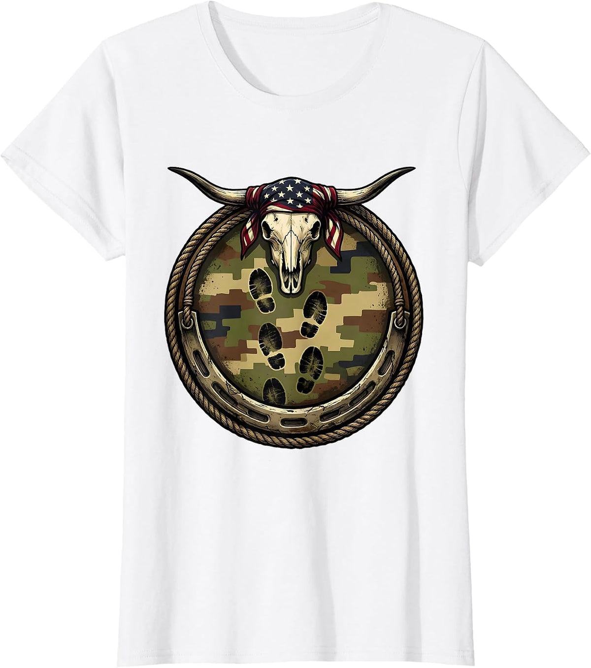Duck Footprints Camo Hunting Graphic Tee T-Shirt - White