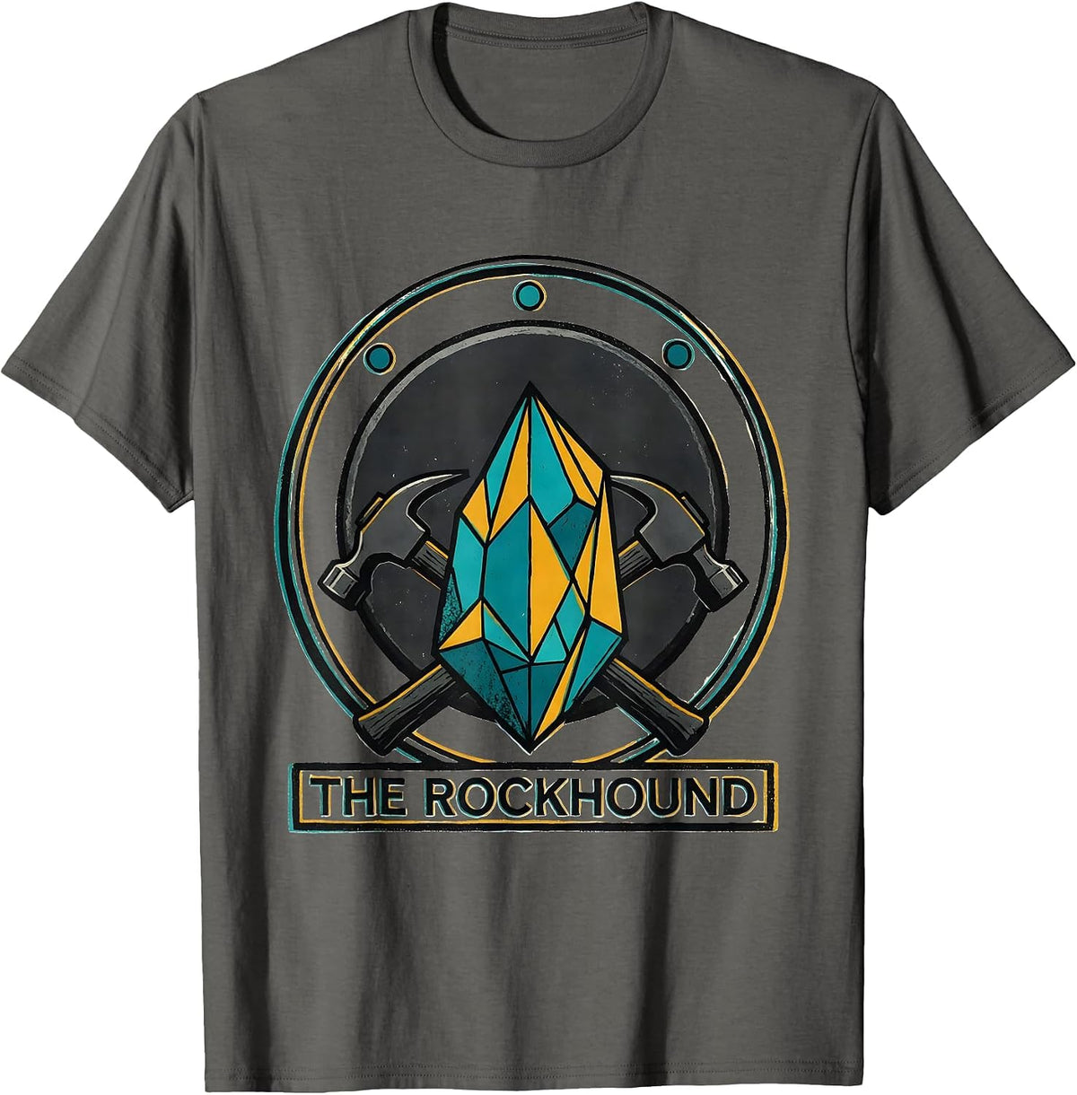 Men's The Rockhound Midcentury Modern Geode Humor Mineral T-Shirt - Asphalt Grey