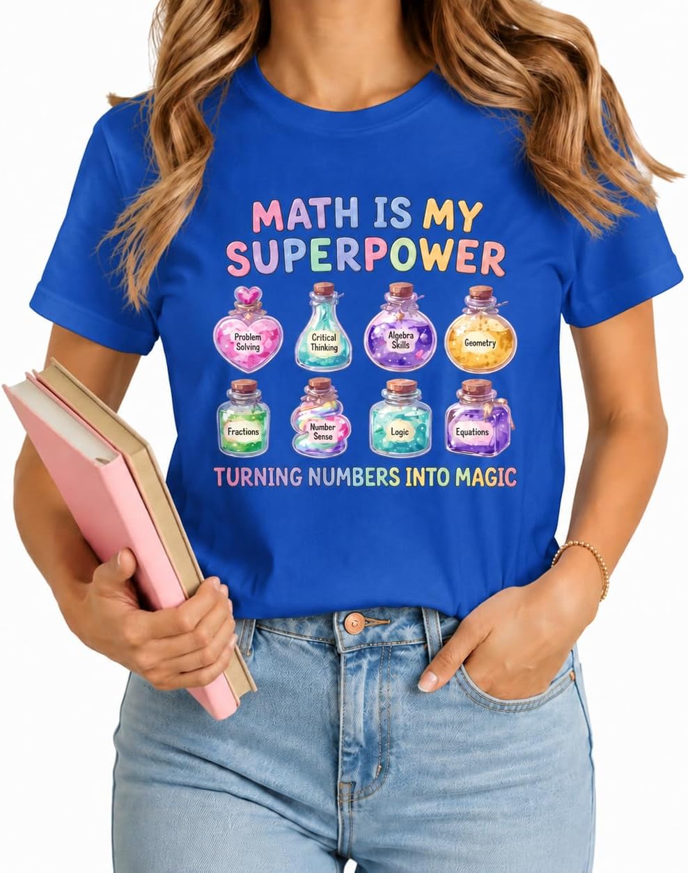 Teacher Shirts Teacher Appreciation Gifts Funny Teacher T-Shirts for Women - Math 1-blue
