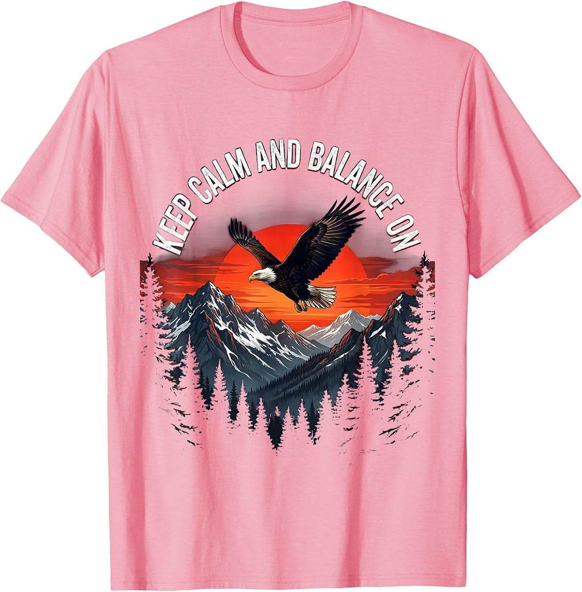 Men's Keep Calm and Balance On Fall Prevention Design T-Shirt - Pink