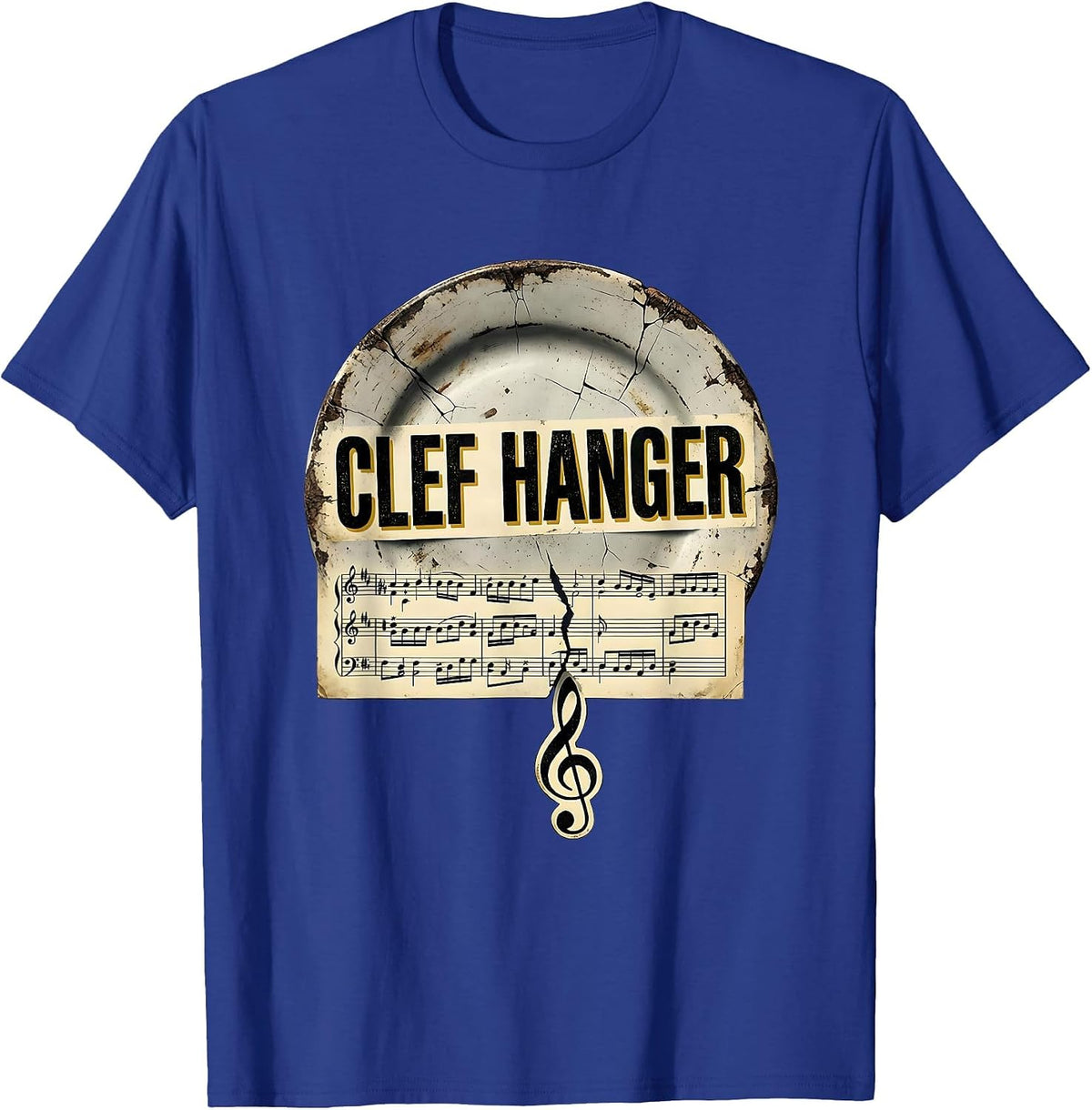 Clef Hanger Distressed Funny Music Lover Musician Gift T-Shirt - Royal Blue