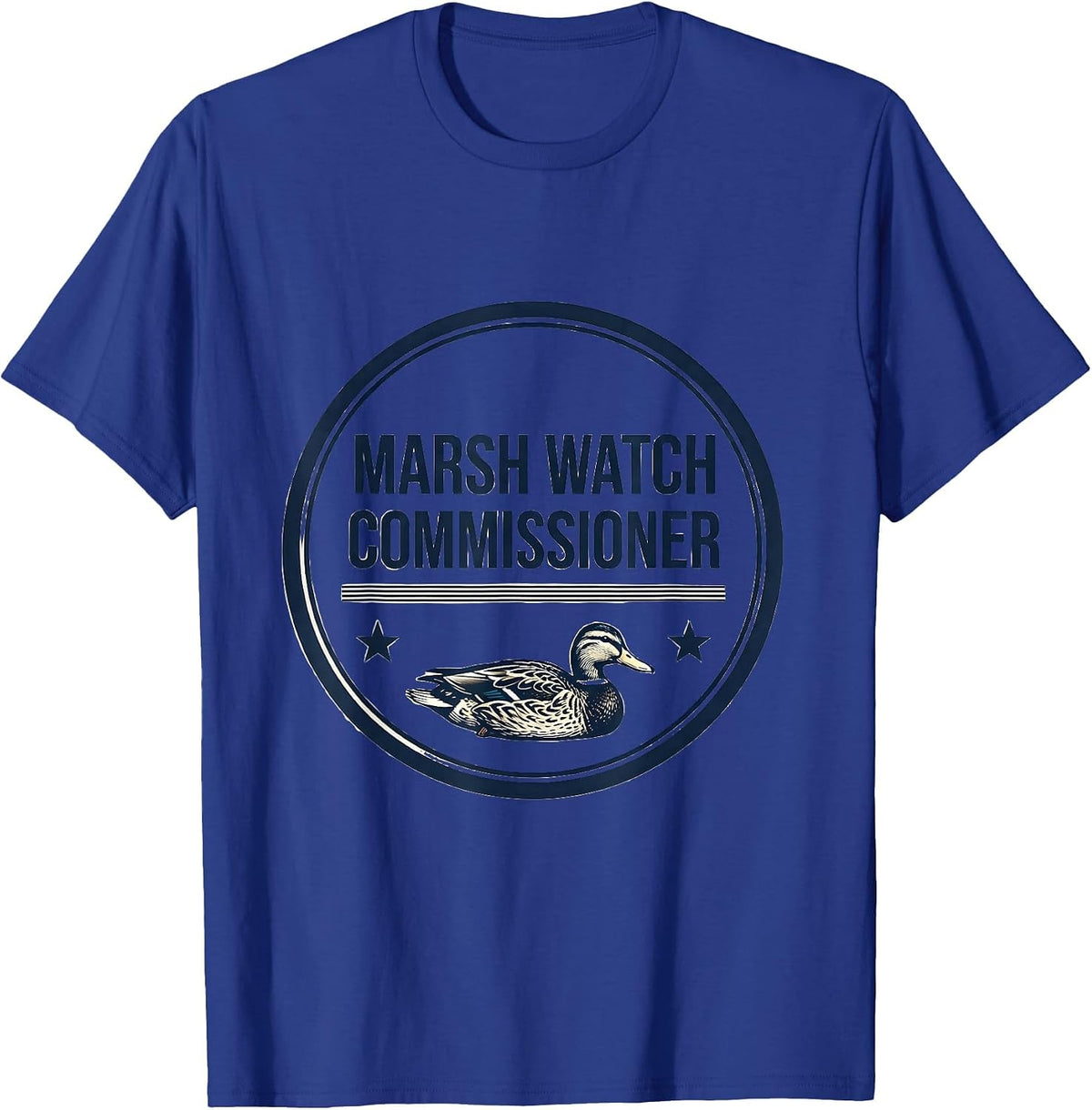 Men's Marsh Watch Commissioner Funny Duck Hunter Waterfowl Hunting T-Shirt - Royal Blue