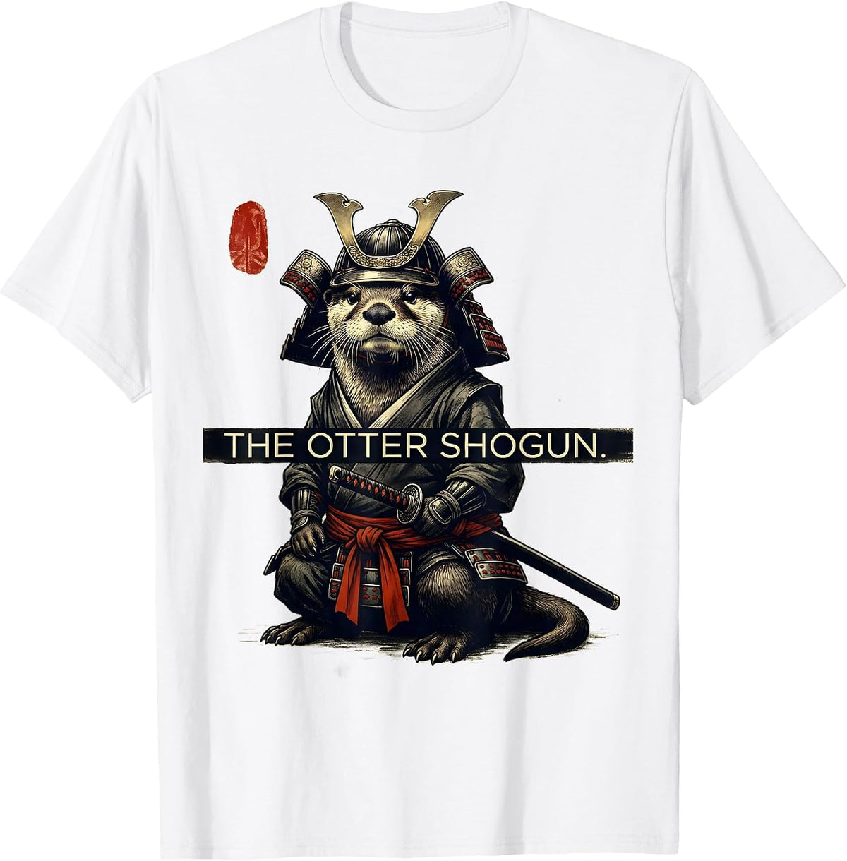 Men's The Otter Shogun Funny Japanese Art Anime Animal Lover Humor T-Shirt - White