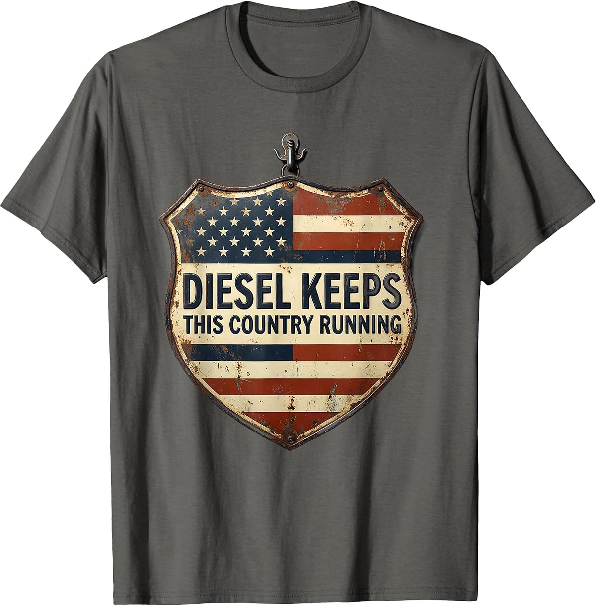 Diesel Keeps This Country Running Vintage Trucker American T-Shirt - Asphalt Grey