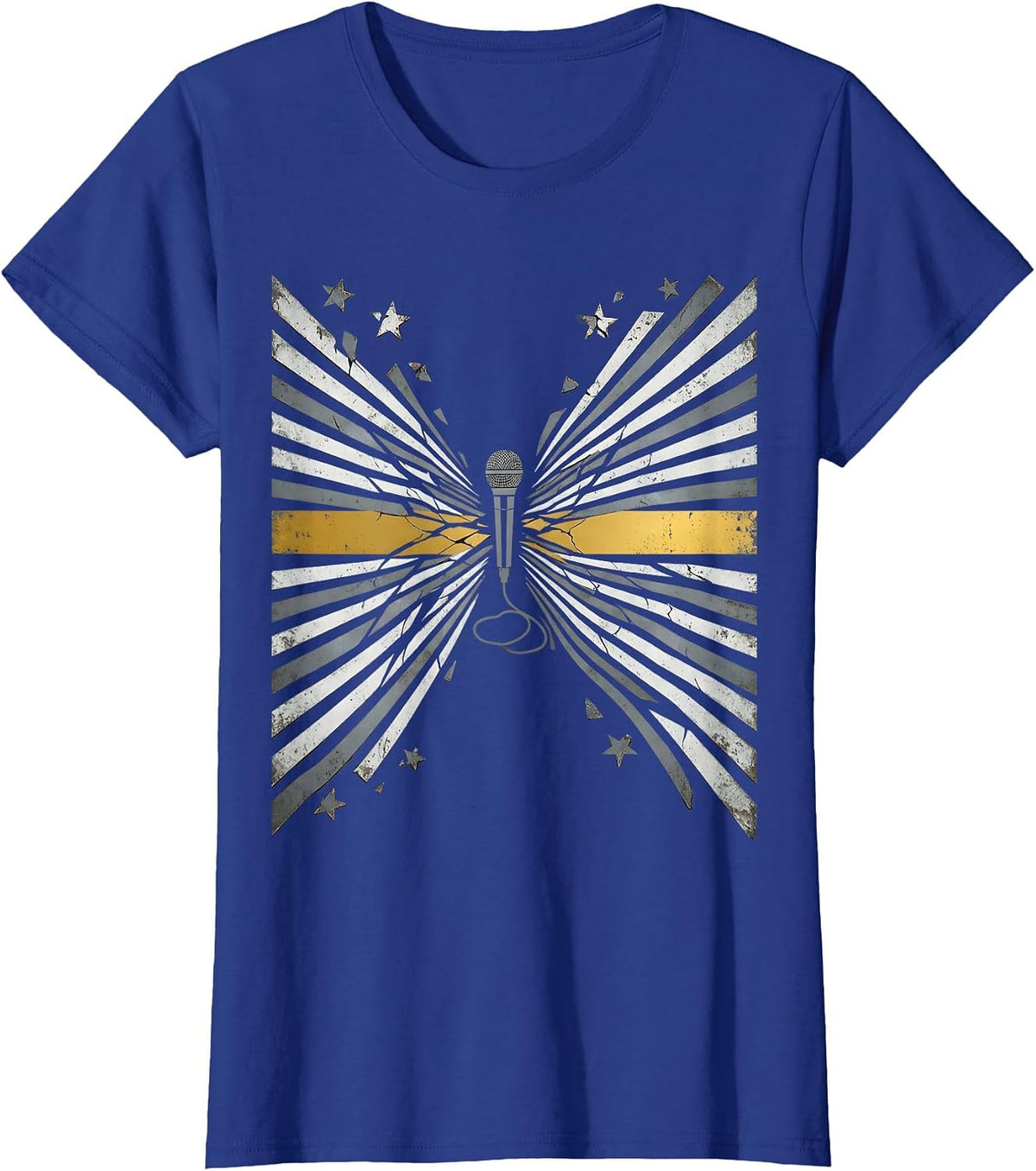 Women's Band Field Thin Gold Line 911 Dispatcher Tribute T-Shirt - Royal Blue