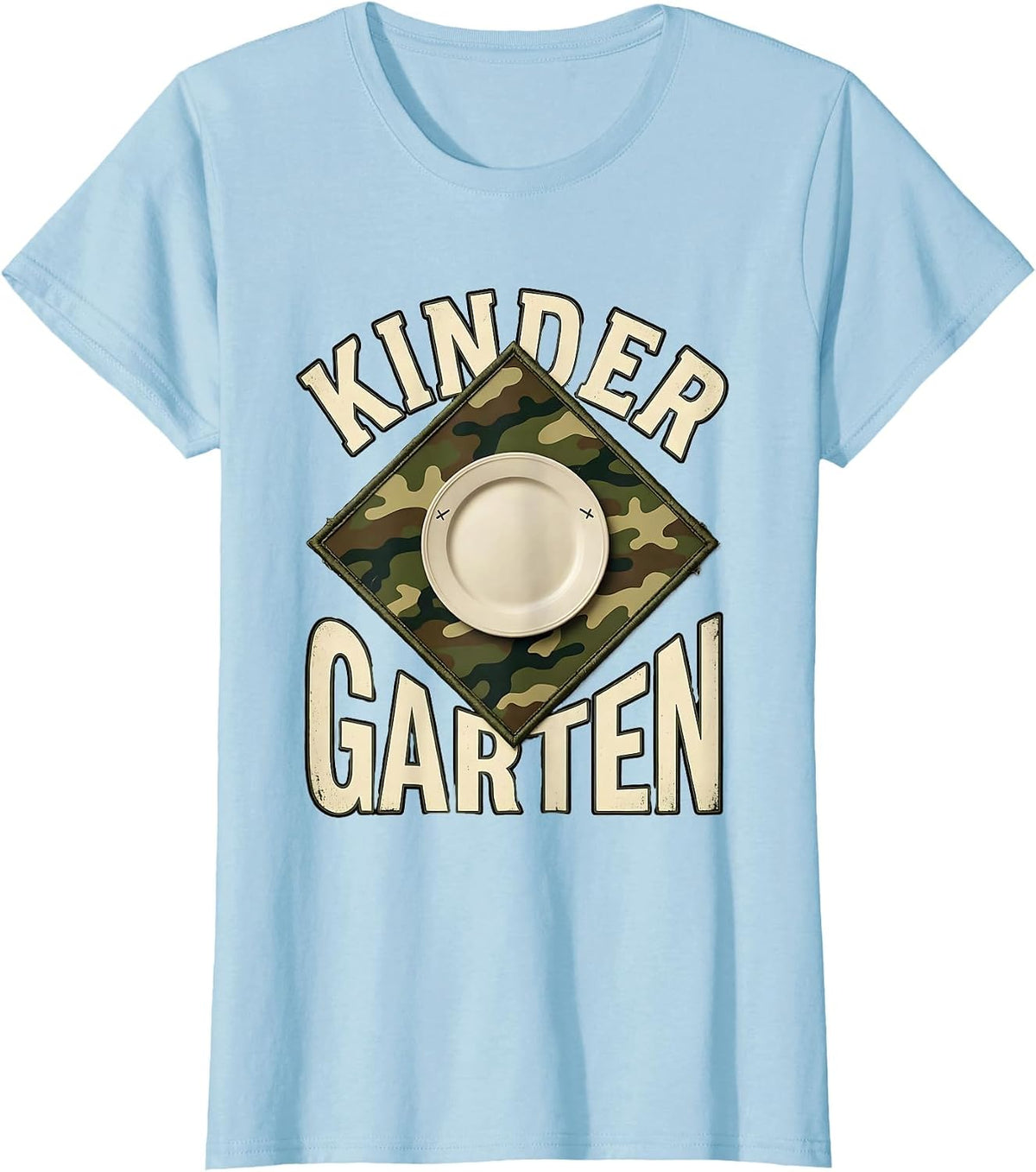 Kindergarten Vintage Camo Back To School Boys Teacher T-Shirt - Baby Blue
