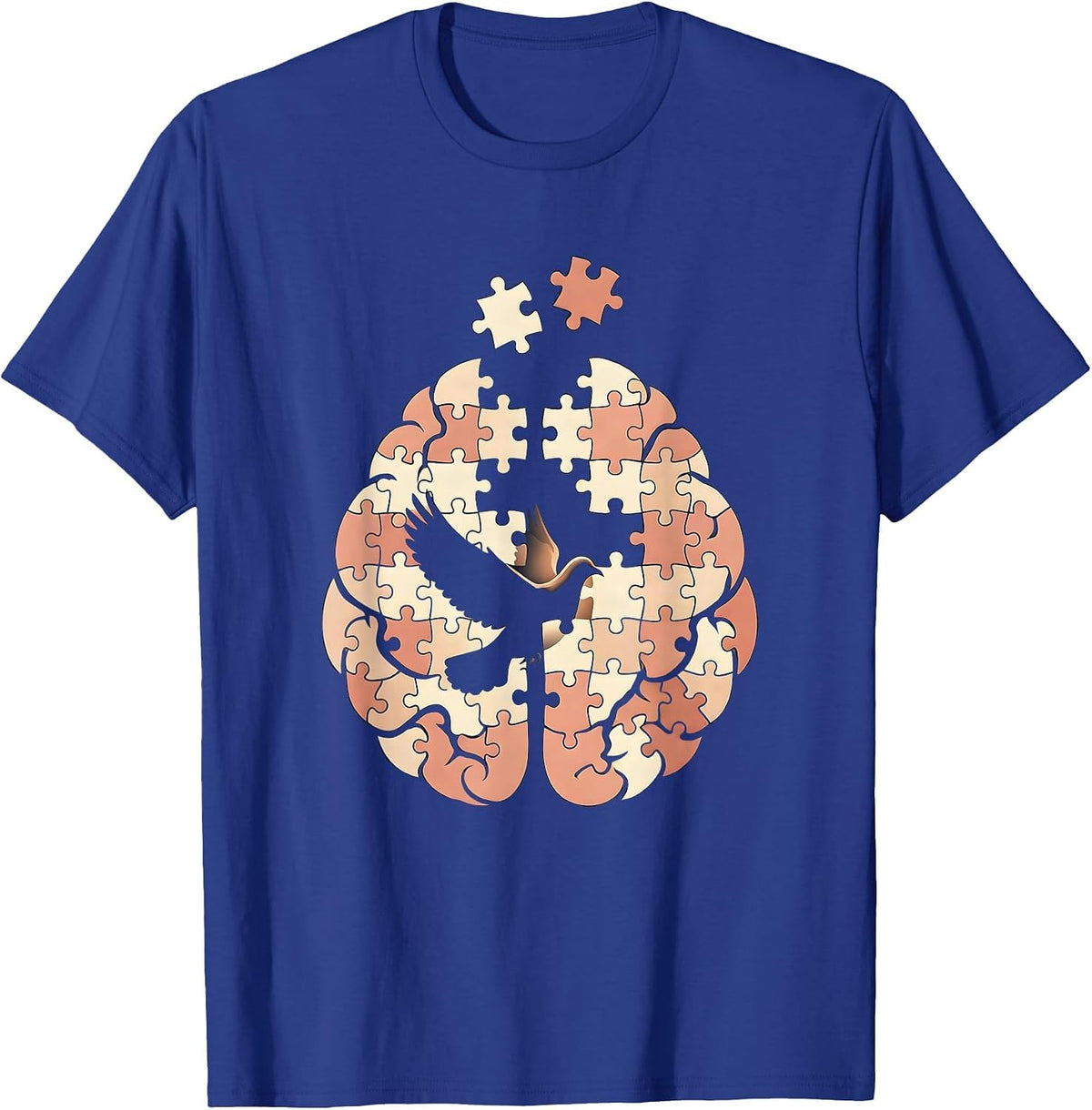 Men's Sped Teacher Brain Puzzle Piece Graphic T-Shirt - Royal Blue