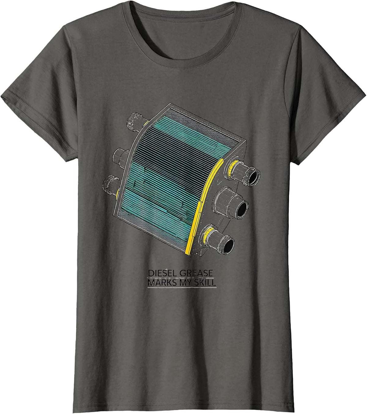 Women's Diesel Grease Marks My Skill Funny Diesel Mechanic Gift T-Shirt - Asphalt Grey