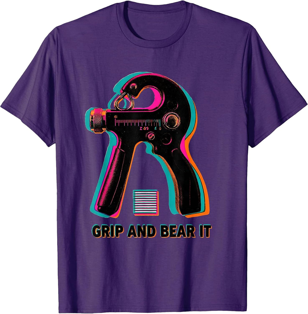 Men's Grip And Bear It Risograph PT OT Physical Therapist Humor T-Shirt - Purple