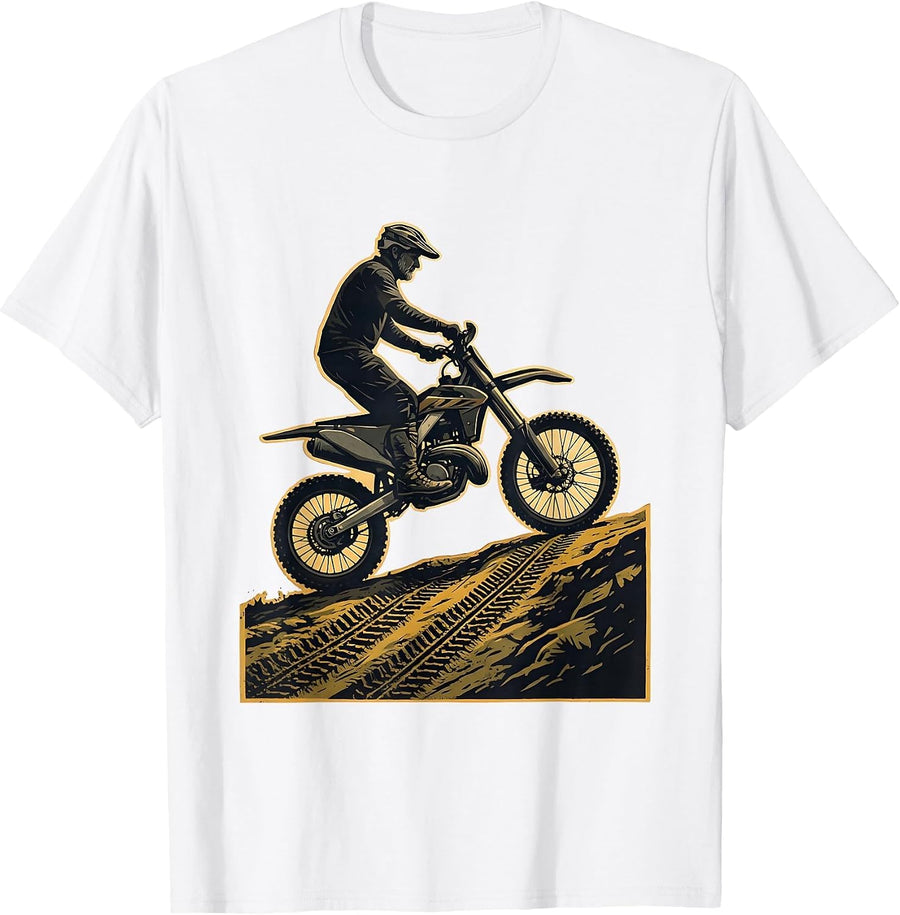 Men's Old Guy On A Dirt Bike Deadpan Humor Cycling T-Shirt - White