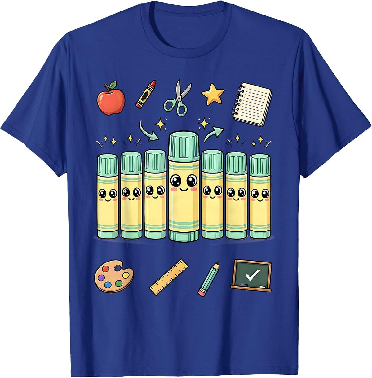 Men's Third Grade Teacher Glue Stick Squad Graphic T-Shirt - Royal Blue