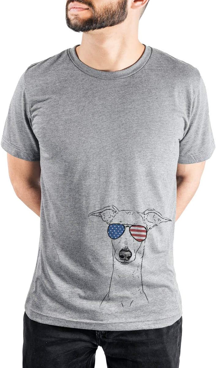 Patriotic Pip the Italian Greyhound Dog Triblend T-Shirt - Unisex Grey Crew Neck
