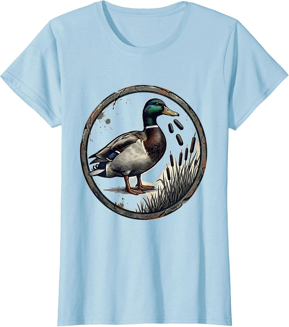Unimpressed Mallard Distressed Duck Hunter Humor T-Shirt - Baby Blue