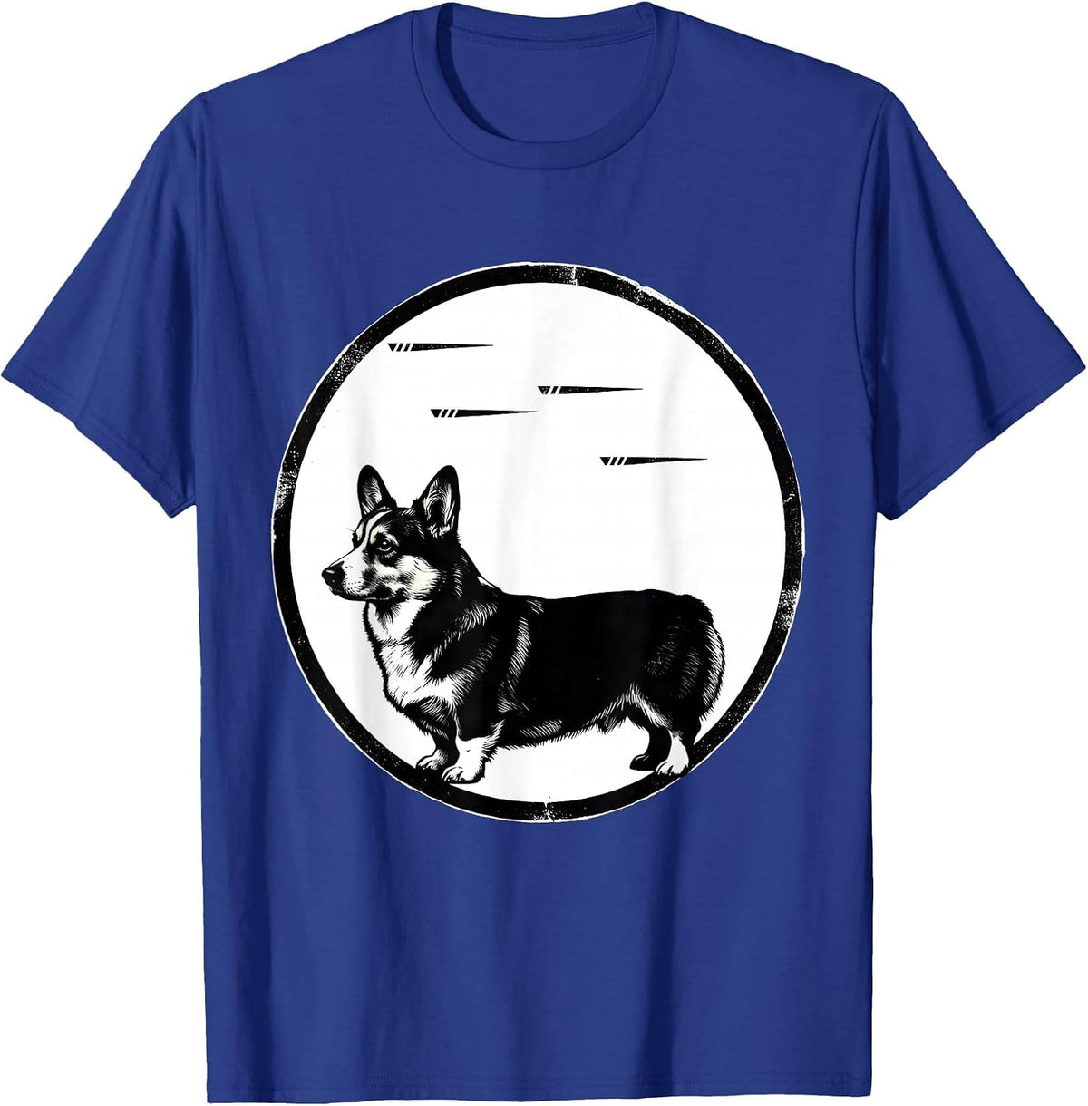 Men's Corgi Silhouette Retro Breed Pride Dog Owner Humor T-Shirt - Royal Blue