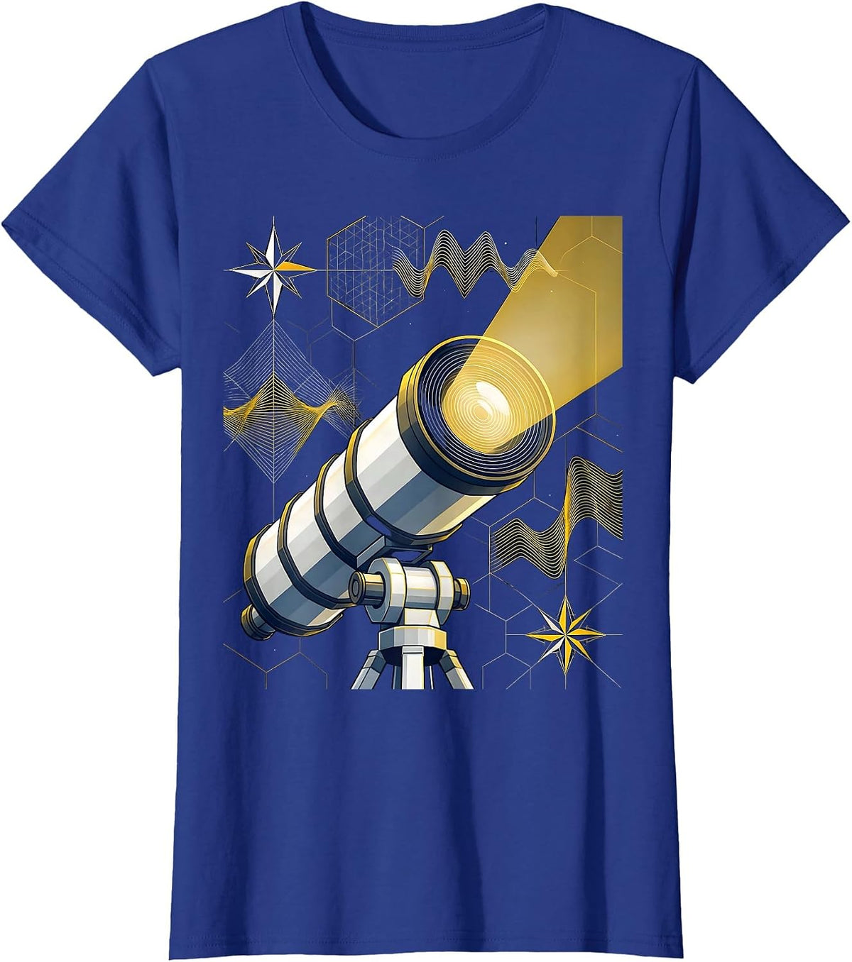 Women's Math Teacher Telescope Galaxy Equations Design T-Shirt - Royal Blue