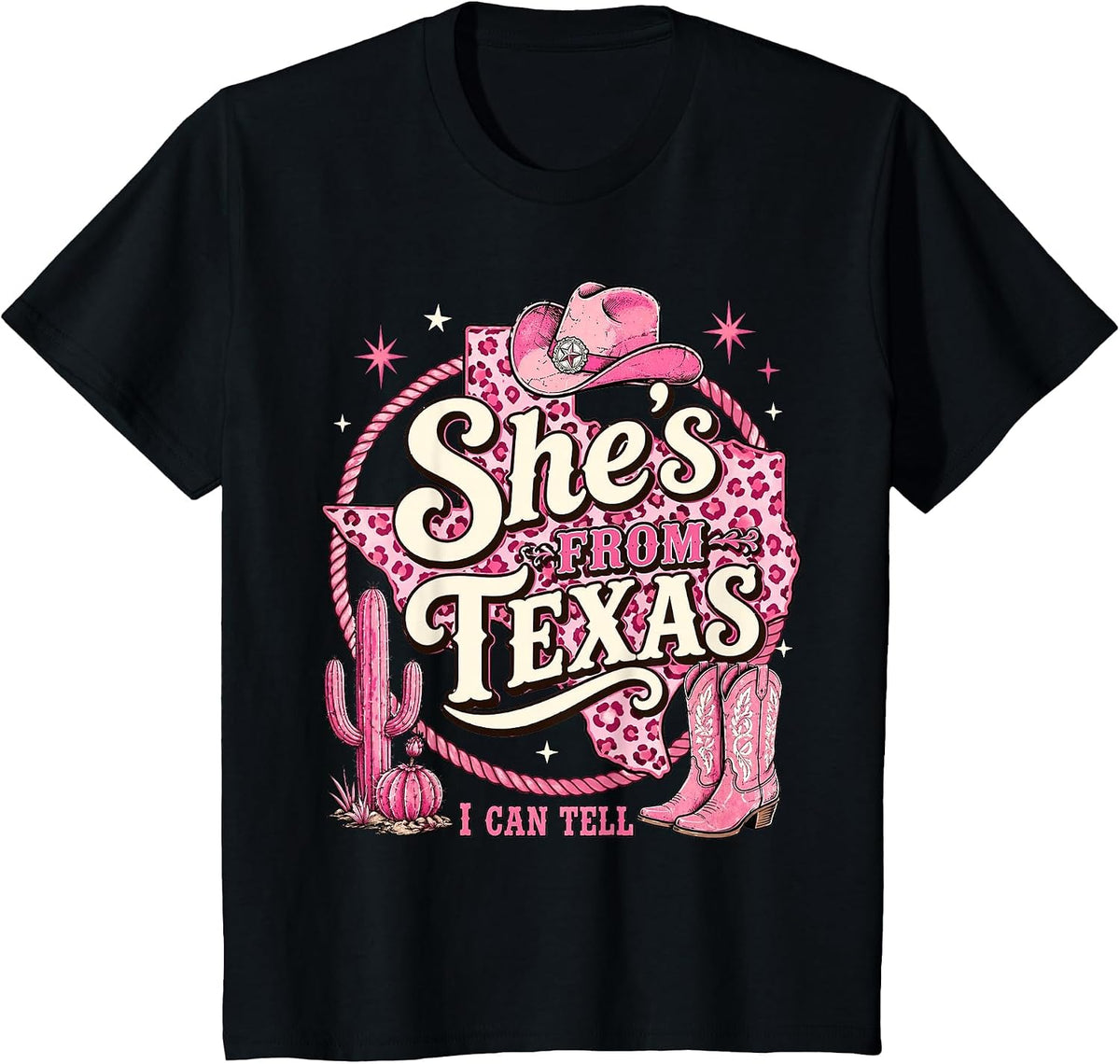 She's from Texas I Can Tell Retro Vintage Texas's Girl Women T-Shirt - Black